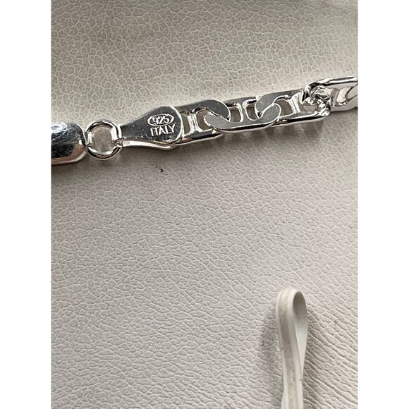 Sterling Silver 925 Italy Designer *1117 W Stamp Mariner Link Chain Necklace 24” - Picture 9 of 10